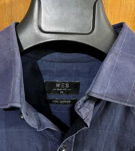 WESTSIDE NAVY BLUE CHECKED SHIRT 38