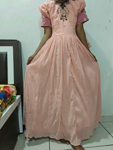 Peach Embroidered Maxi Dress