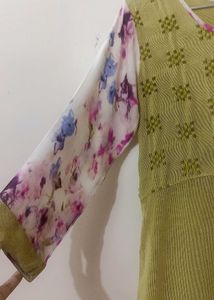 Floral Print Kurta light green