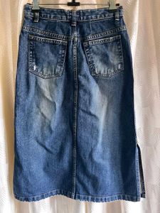 Denim Slit Midi Skirt