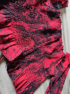 Red &amp; Black Print Top