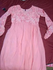 Pink Floral Long Sleeve Maxi Dress