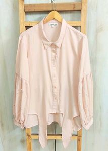 Blush Peach Pearl Sleeve Top size-46