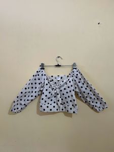 SSS Front Tie Polka Dot Crop Top