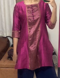 Pink Kurti with Gold Detail