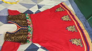 50%off Red ♥️ Anarkali Flare  Cotton Kurta Churida