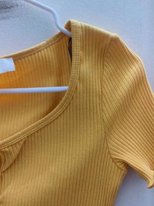 Cute Yellow Ribbed Top