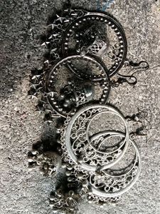 Silver Flower Statement Earrings