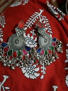 Oxidised Meenakari Earrings