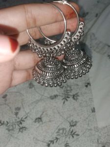 Silver Jhumka Earrings