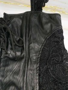 (900)Leather &amp; Lace Corset Top