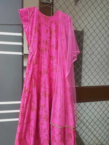 Pink Floral Anarkali Suit Set🌸💖