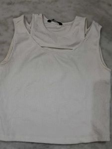 White Cutout Crop Top