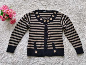 Striped Button-Down Cardigan