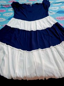 Blue &amp; White Tiered Dress