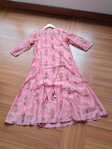 Pink Floral Print A Line Dress