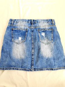 Denim Ripped Skirt