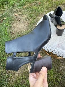 Black Open Toe Booties