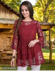 Summer Special Maroon Stylish Net Tunic