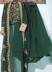 Emerald Green Embroidered Lehenga Set