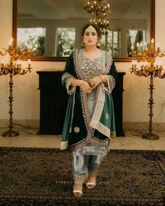 Elegant Kurta&amp; Dupatta green N Lavender Color Avl