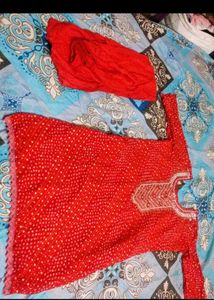 Red Embroidered Kurta Set