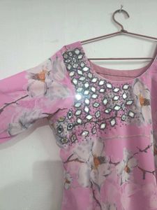 Mirror Handwork Pink Kurta💕