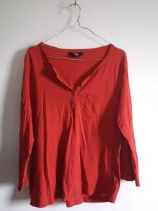 Max Orange Henley Long Sleeve Top
