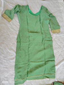 Stitched Embroidered Green Plazo Suit With Dupatta