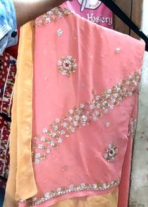 Pink Embroidered Saree with Blouse