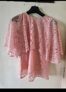 Elegant Pink Lace Cape Top