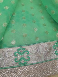 Elegant Green Embroidered Saree