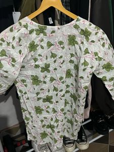 Floral Print Vintage Lace Kurti🪷🪷