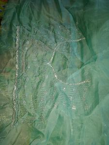 New stone Saree with attached blouse piece