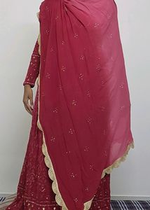 Chikankari Anarkali Kurti And Dupatta