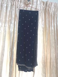 Navy Blue Embroidered Kurta Set