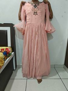 Peach Embroidered Maxi Dress