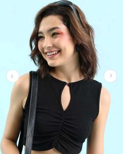 Ruched Keyhole Crop Top