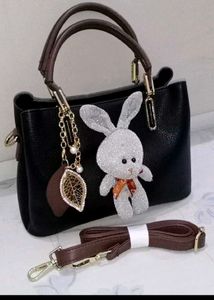 Chic Black Satchel with Cute Charms