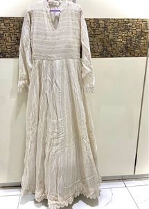 White Chikankari Classic Anarkali Style