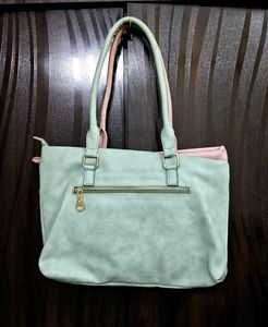 Leatherite Dual Color Bag _ Rosemary Pista Green