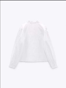Zara White Embroidered Top Size m