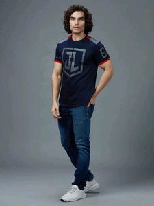Men&#39;s Justice League: Logo Blue Printed Regular