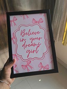 Believe in Your Dreams Girl Wall Art / pink bow