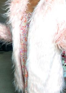 Pink Fur Coat with Cap