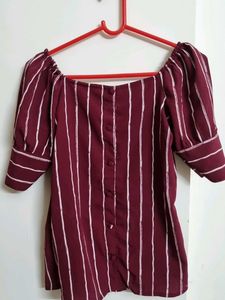 Striped Bardot Top