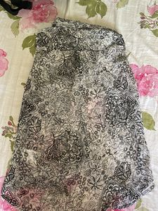 Abstract Print Sheer Shirt Style Top