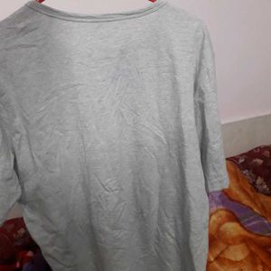 Gray T-Shirt with Zipper Detail 100% cotton made i