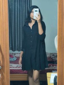 Black Button-Down Shirt Dress