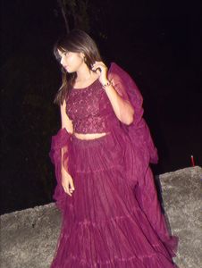 wine lehenga
